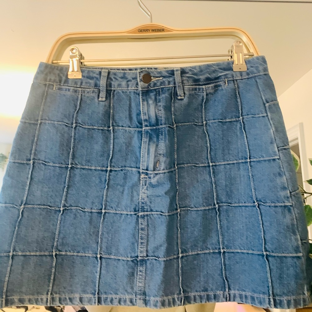 Patchwork denim skirt